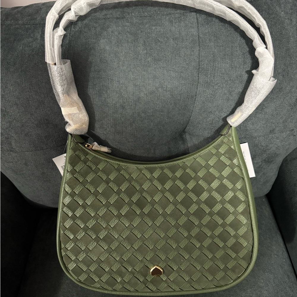 Kayla Woven Leather Large Shoulder Bag